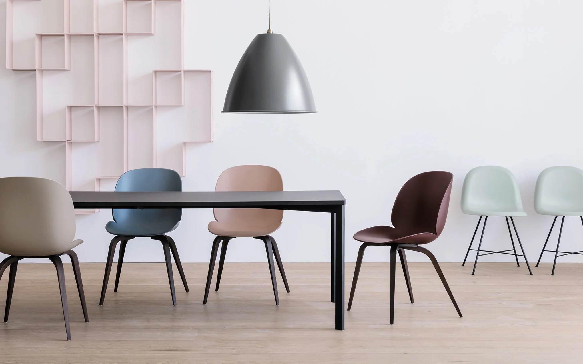 Beetle dining chair - un-upholstered with wood base - Image 13