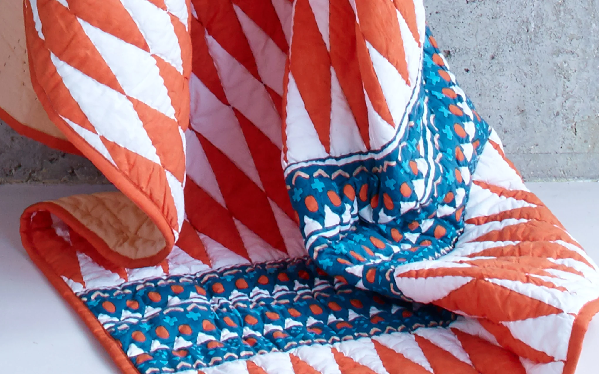 Aravalli Quilt - Red Orange Diamond