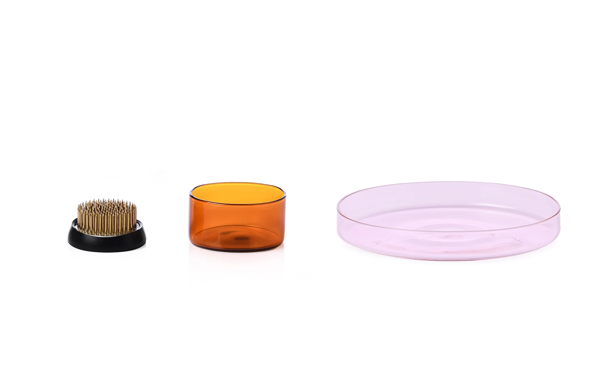 Kenzan tray set – brass, amber & light pink - Image 2