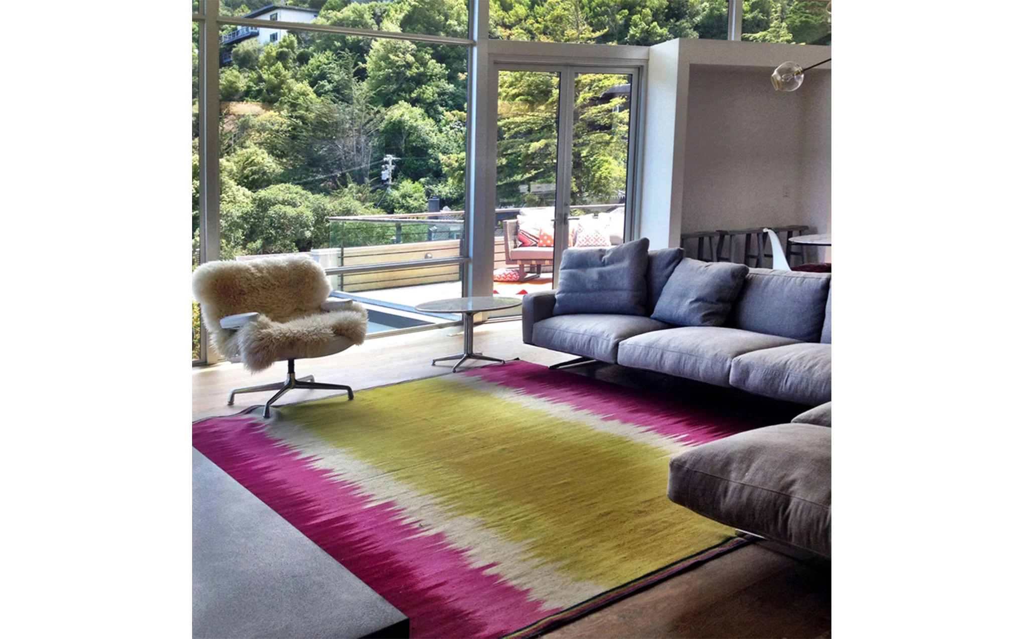 Lime Pink gelim flatweave rug - Image 2