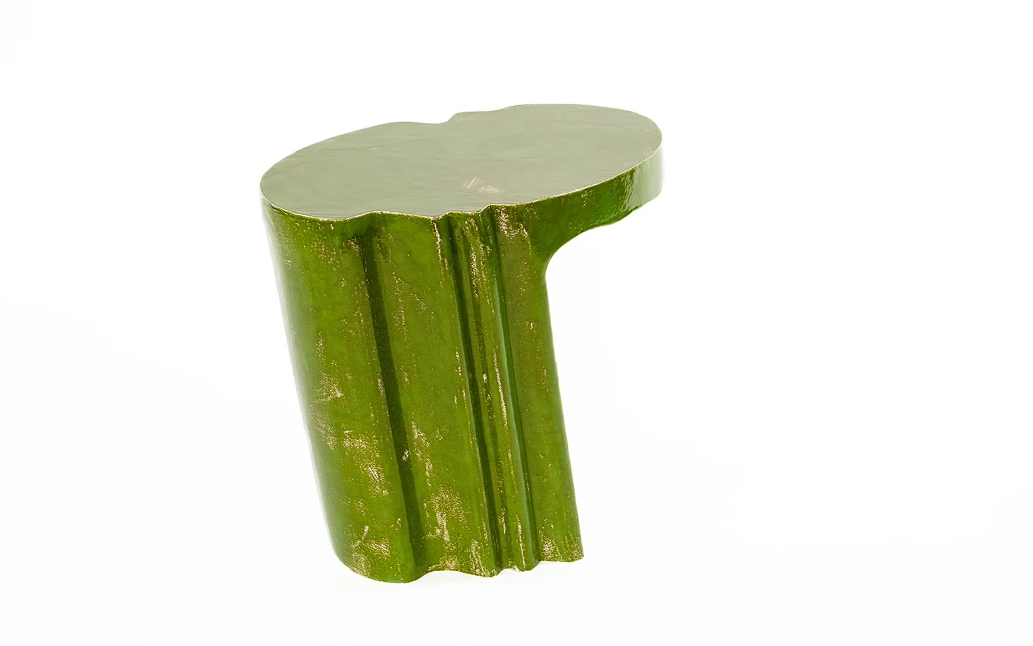 Liquid oval side table - serpent green glaze - Image 3