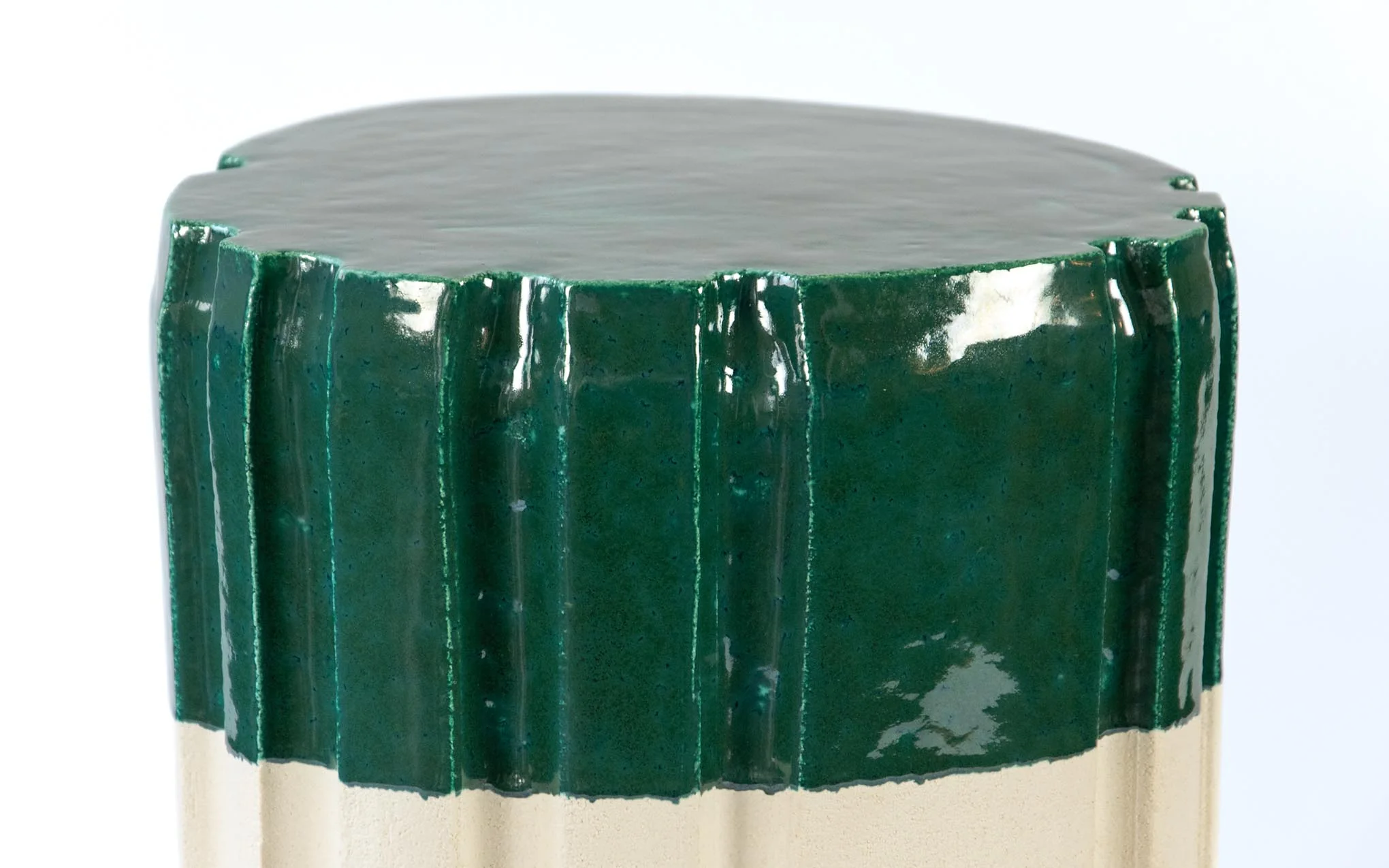 Pressed Stool No.8 - dipped green glaze - Image 7