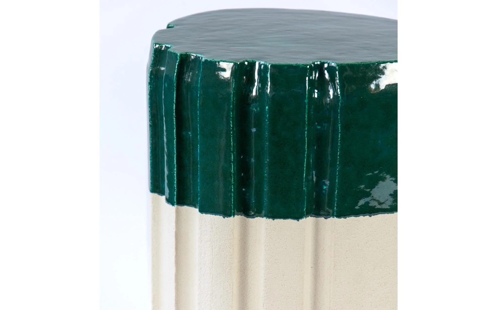 Pressed Stool No.8 - dipped green glaze - Image 8