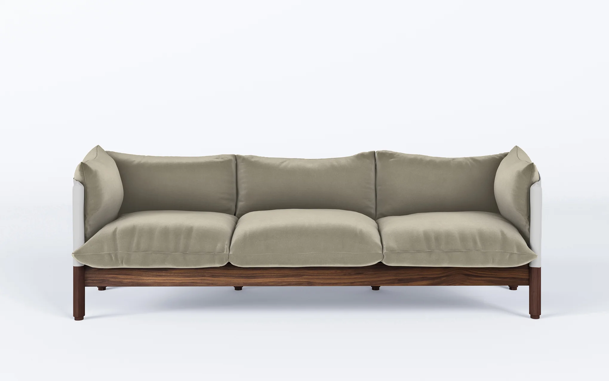 Tepee three seat sofa - walnut, white sling - Image 10